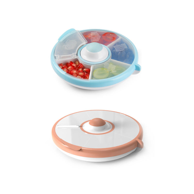 Plato de bocadillos de plástico de PP para niños libre de BPA 5 compartimientos gran organizador de píldoras de medicina