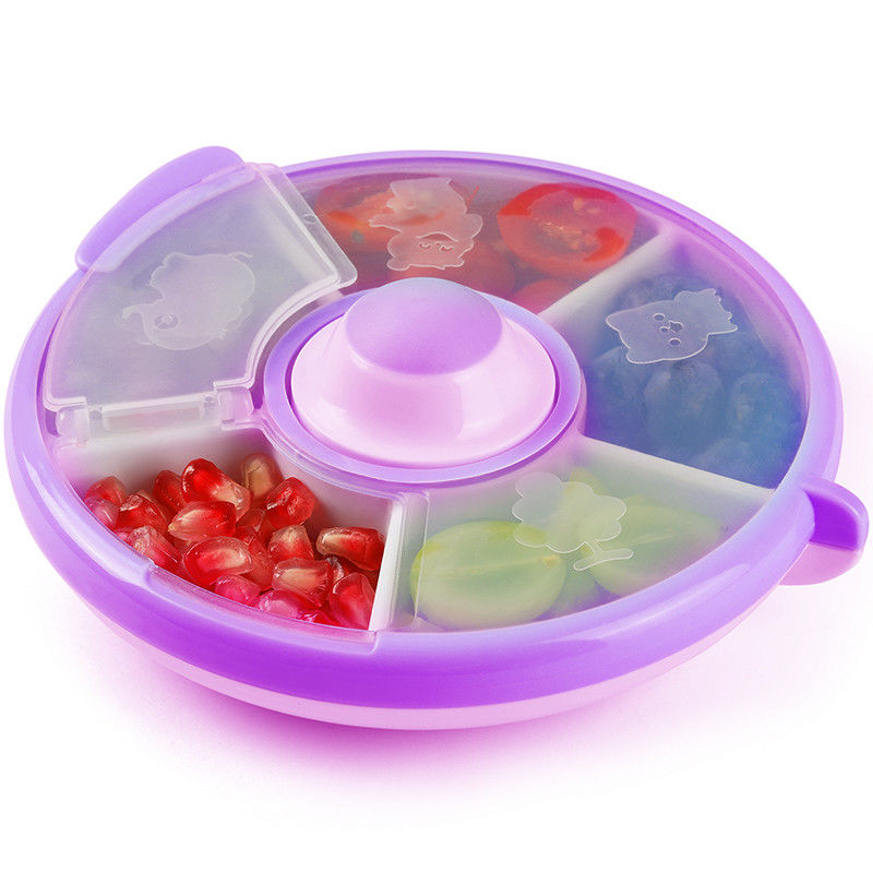 Plato de bocadillos de plástico de PP para niños libre de BPA 5 compartimientos gran organizador de píldoras de medicina