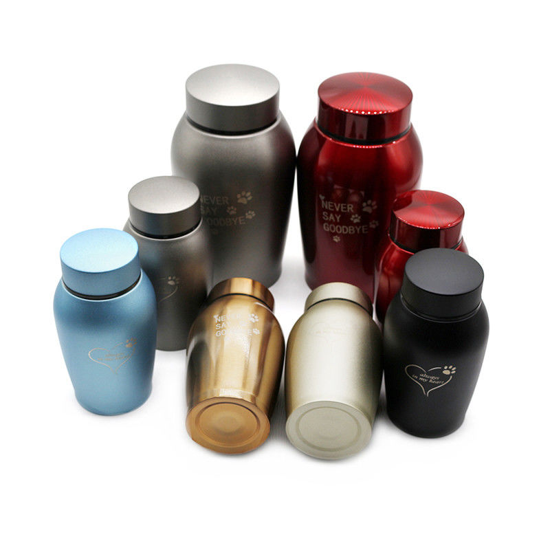 Parte de mecanizado CNC de aluminio personalizado Jar conmemorativo Perro de gato suministros funerarios de acero inoxidable sellado Urna para mascotas