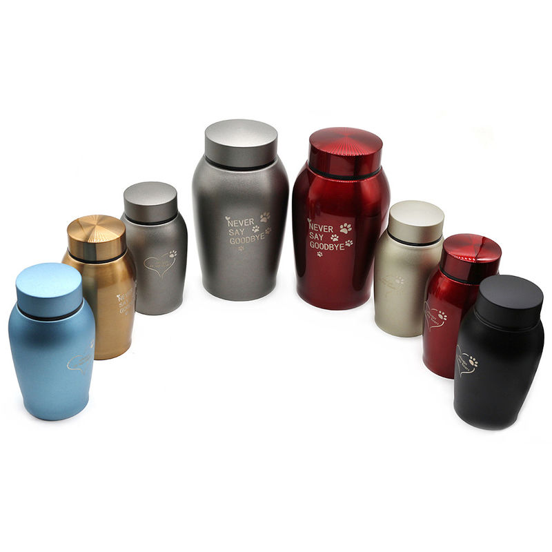 Parte de mecanizado CNC de aluminio personalizado Jar conmemorativo Perro de gato suministros funerarios de acero inoxidable sellado Urna para mascotas